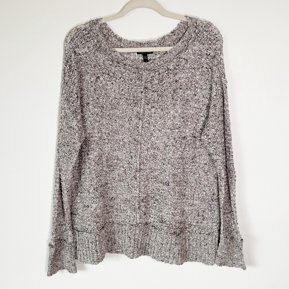 Eileen Fisher Chunky Open‎ Knit Grey Sweater XL